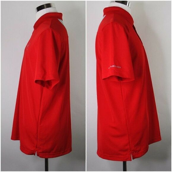 Under Armour Heatgear Loose Fit Coldblack Mens Size Large Red S/s Polo Shirt Euc - Picture 2 of 10